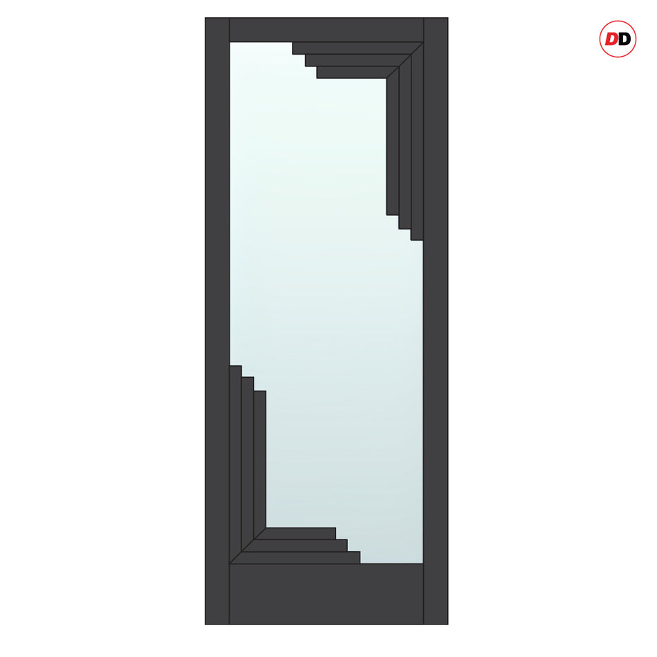 Urban Deco® Solid Wood Internal Door UK Made - Clear Glass - Shadow Black Premium Primed - Bespoke Sizes