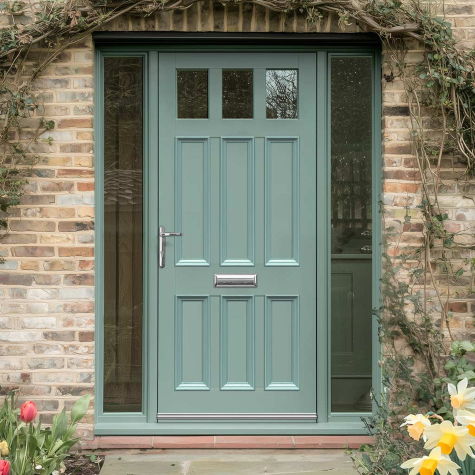 Exterior Georgian Blackwell 3L 6P Front Door with Two Sidelights - Customisable: Size, Colour, Glass and Sidelight Options