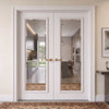 Blenheim White Primed Internal Door Pair - Clear Bevelled Glass