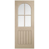 Mexicano Blonde Oak Internal Door - Arched Square Top - Clear Glass - Prefinished