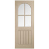 Mexicano Oak Internal Door - Arched Square Top - Clear Glass - Prefinished