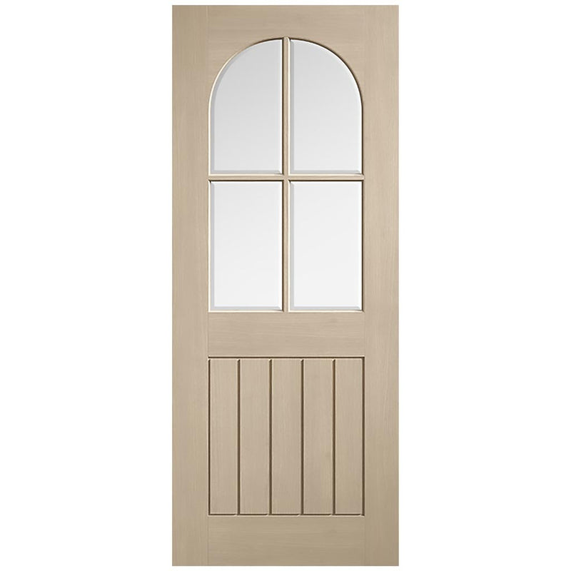 Mexicano Blonde Oak Internal Door Pair - Arched Square Top - Clear Gla ...