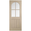 Mexicano Blonde Oak Internal Door Pair - Arched Square Top - Clear Glass - Prefinished