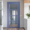 Brooklyn 4 Pane Solid Wood Internal Door UK Made DD6308 - Clear Reeded Glass - Eco-Urban® Heather Blue Premium Primed