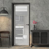 Boston 4 Pane Solid Wood Internal Door UK Made DD6311 - Clear Reeded Glass - Eco-Urban® Mist Grey Premium Primed