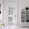 Boston 4 Pane Solid Wood Internal Door UK Made DD6311 - Clear Reeded Glass - Eco-Urban® Cloud White Premium Primed