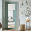 Boston 4 Pane Solid Wood Internal Door UK Made DD6311 - Clear Reeded Glass - Eco-Urban® Sage Sky Premium Primed