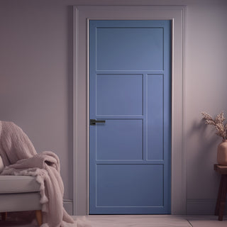 Image: Boston 4 Panel Solid Wood Internal Door UK Made DD6311 - Eco-Urban® Heather Blue Premium Primed