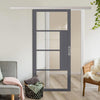 Single Sliding Door & Premium Wall Track - Eco-Urban® Boston 4 Pane Door DD6311G - Clear Glass - 6 Colour Options