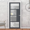 Boston 4 Pane Solid Wood Internal Door UK Made DD6311 - Clear Reeded Glass - Eco-Urban® Stormy Grey Premium Primed