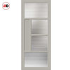 Boston 4 Pane Solid Wood Internal Door UK Made DD6311 - Clear Reeded Glass - Eco-Urban® Mist Grey Premium Primed