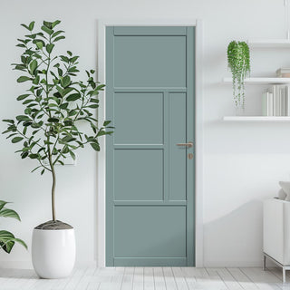 Image: Boston 4 Panel Solid Wood Internal Door UK Made DD6311 - Eco-Urban® Sage Sky Premium Primed
