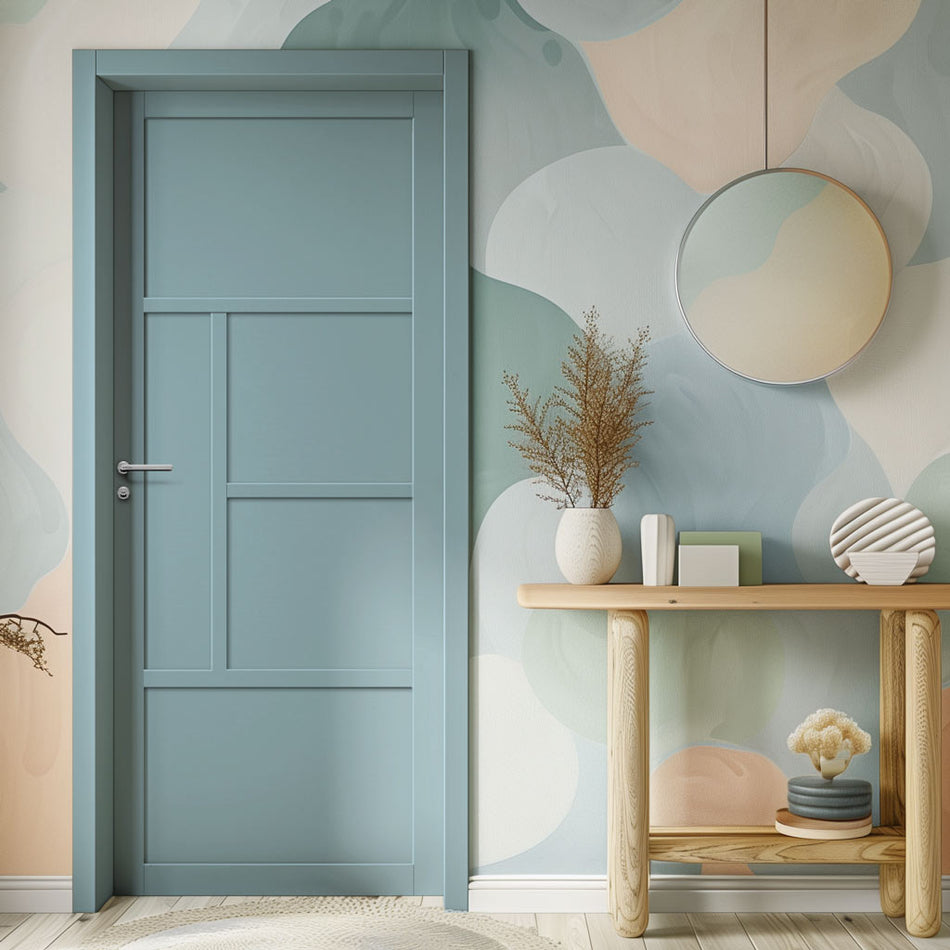 Boston 4 Panel Solid Wood Internal Door UK Made DD6311 - Eco-Urban® Sage Sky Premium Primed