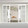 Double Sliding Door & Premium Wall Track - Eco-Urban® Boston 4 Pane Doors DD6311G - Clear Glass - 6 Colour Options