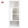 Boston 4 Pane Solid Wood Internal Door Pair UK Made DD6311 - Clear Reeded Glass - Eco-Urban® Cloud White Premium Primed