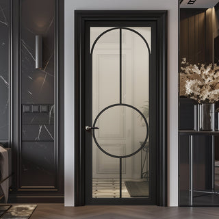 Image: Bowery Black Internal Door - Clear Glass - Prefinished