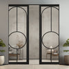 Bowery Black Absolute Evokit Double Pocket Doors - Clear Glass - Prefinished