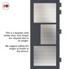 Breda 3 Pane 1 Panel Solid Wood Internal Door Pair UK Made DD6439 - Clear Reeded Glass - Eco-Urban® Stormy Grey Premium Primed