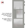 Breda 3 Pane 1 Panel Solid Wood Internal Door Pair UK Made DD6439 - Clear Reeded Glass - Eco-Urban® Mist Grey Premium Primed