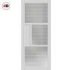 Breda 3 Pane 1 Panel Solid Wood Internal Door Pair UK Made DD6439 - Clear Reeded Glass - Eco-Urban® Cloud White Premium Primed