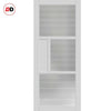 Breda 3 Pane 1 Panel Solid Wood Internal Door UK Made DD6439 - Clear Reeded Glass - Eco-Urban® Cloud White Premium Primed