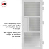 Breda 3 Pane 1 Panel Solid Wood Internal Door Pair UK Made DD6439 - Clear Reeded Glass - Eco-Urban® Cloud White Premium Primed