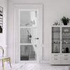 Breda 3 Pane 1 Panel Solid Wood Internal Door UK Made DD6439 - Clear Reeded Glass - Eco-Urban® Cloud White Premium Primed