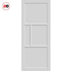 SpaceEasi Top Mounted Black Folding Track & Double Door - Eco-Urban® Breda 4 Panel Solid Wood Door DD6439 - Premium Primed Colour Options