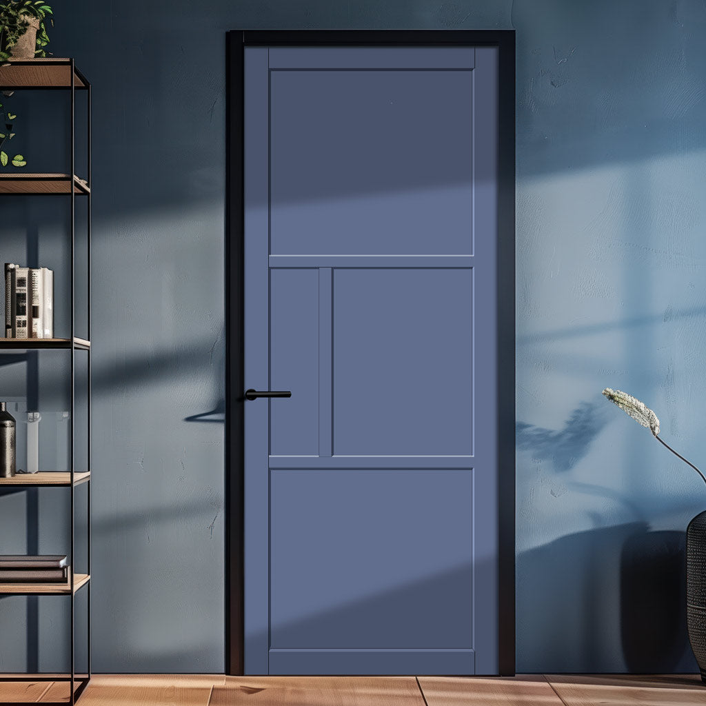 Breda 4 Panel Solid Wood Internal Door UK Made DD6439 - Eco-Urban® Heather Blue Premium Primed