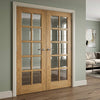 Bristol Oak Unfinished Internal Door Pair - 10 Pane Clear Bevelled Glass