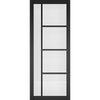 SpaceEasi Top Mounted Black Folding Track & Double Door - Brixton Black Door - Prefinished - Clear Glass - Urban Collection