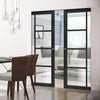Brixton Black Double Absolute Evokit Double Pocket Door - Prefinished - Clear Glass - Urban Collection