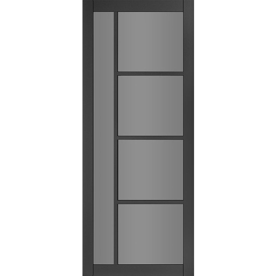 Sliding Top Mounted Black Folding Track & Double Door - Brixton Black Door - Prefinished - Tinted Glass - Urban Collection