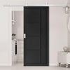 Top Mounted Stainless Steel Sliding Track & Brixton Black Door - Prefinished - Urban Collection