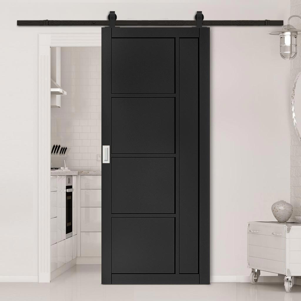 Top Mounted Sliding Track & Door - Brixton Black Door - Prefinished - Urban Collection