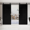 Top Mounted Sliding Track & Brixton Black Double Door - Prefinished - Urban Collection