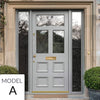 Exterior Victorian Bronte 3L 4P Front Door with Two Sidelights - Customisable: Size, Colour, Glass and Sidelight Options