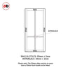 SpaceEasi Top Mounted Black Folding Track & Double Door - Eco-Urban® Bronx 4 Pane Solid Wood Door DD6315G - Clear Glass - Premium Primed Colour Options