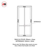 SpaceEasi Top Mounted Black Folding Track & Double Door - Handcrafted Eco-Urban Bronx 4 Pane Solid Wood Door DD6315 - Tinted Glass - Premium Primed Colour Options