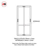 EasiKit Internal Door and Frame Kit - Bronx 4 Pane Solid Wood Internal Door - Premium Primed - Colour & Glass Options
