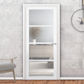 Image: Brooklyn 4 Pane Solid Wood Internal Door UK Made DD6308 - Clear Reeded Glass - Eco-Urban® Cloud White Premium Primed