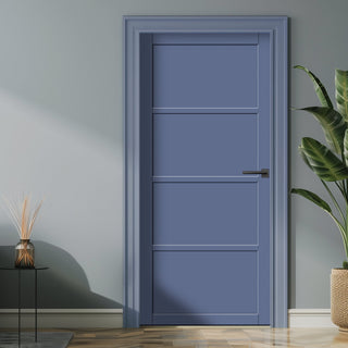 Image: Brooklyn 4 Panel Solid Wood Internal Door UK Made DD6307 - Eco-Urban® Heather Blue Premium Primed