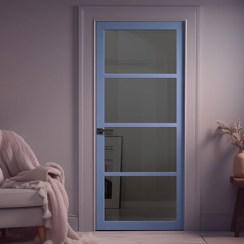 Brooklyn 4 Pane Solid Wood Internal Door UK Made DD6308 - Tinted Glass - Eco-Urban - Colour Options