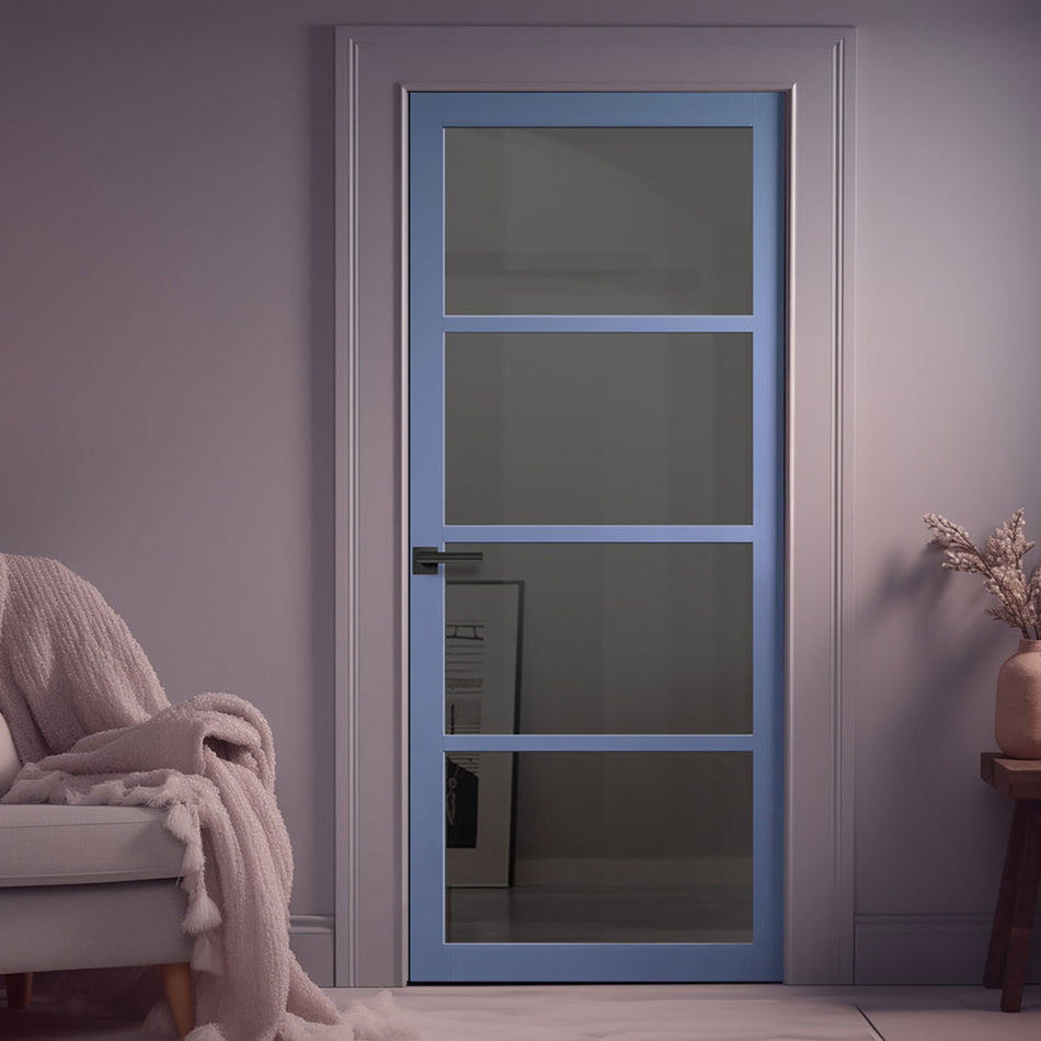 Brooklyn 4 Pane Solid Wood Internal Door UK Made DD6308 - Tinted Glass - Eco-Urban - Colour Options