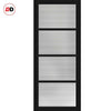 Brooklyn 4 Pane Solid Wood Internal Door Pair UK Made DD6308 - Clear Reeded Glass - Eco-Urban® Shadow Black Premium Primed