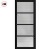 Brooklyn 4 Pane Solid Wood Internal Door UK Made DD6308 - Clear Reeded Glass - Eco-Urban® Shadow Black Premium Primed