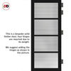 Brooklyn 4 Pane Solid Wood Internal Door Pair UK Made DD6308 - Clear Reeded Glass - Eco-Urban® Shadow Black Premium Primed