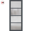 Brooklyn 4 Pane Solid Wood Internal Door Pair UK Made DD6308 - Clear Reeded Glass - Eco-Urban® Stormy Grey Premium Primed
