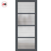 Brooklyn 4 Pane Solid Wood Internal Door UK Made DD6308 - Clear Reeded Glass - Eco-Urban® Stormy Grey Premium Primed