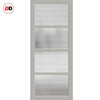 Brooklyn 4 Pane Solid Wood Internal Door UK Made DD6308 - Clear Reeded Glass - Eco-Urban® Mist Grey Premium Primed